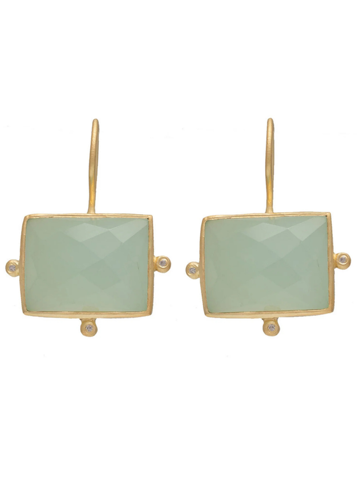 Kasbah earrings set with facet Aqua Chalcedony