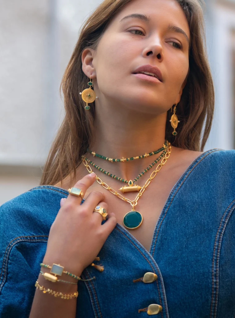 Taj Necklace - Green Aventurine
