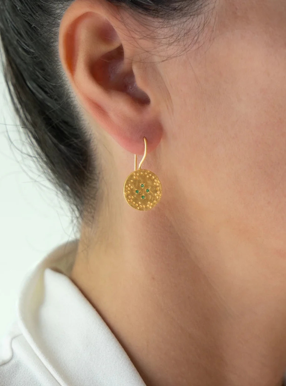 Amber Earrings - Green Zircon