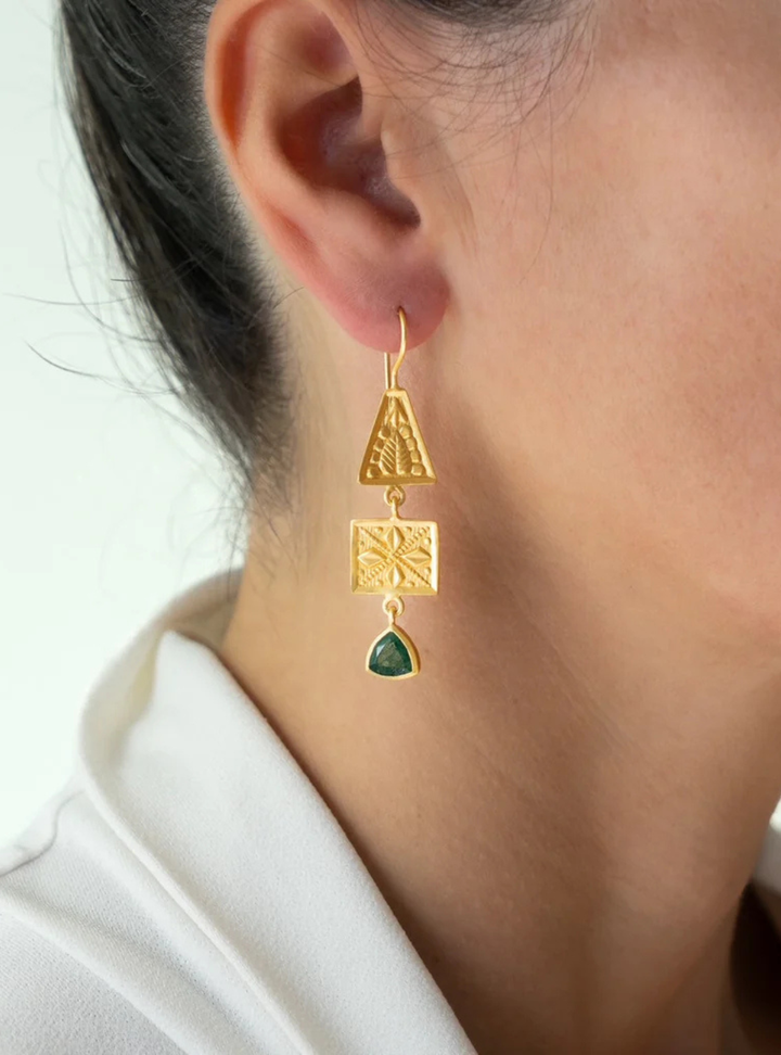 Henna Earrings - Green Aventurine