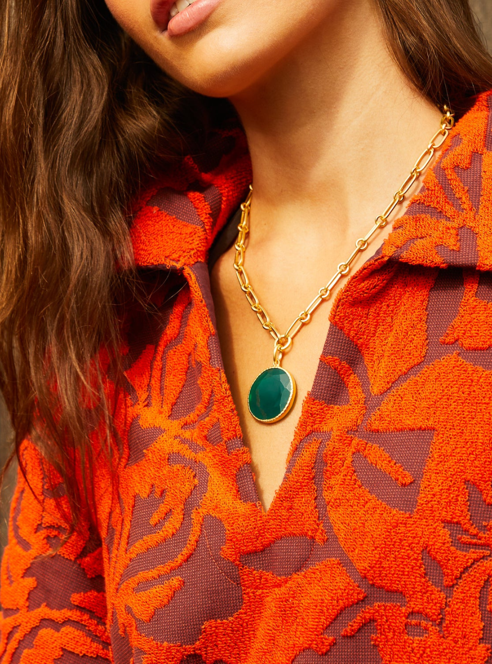 Jardin Green Onyx link chain