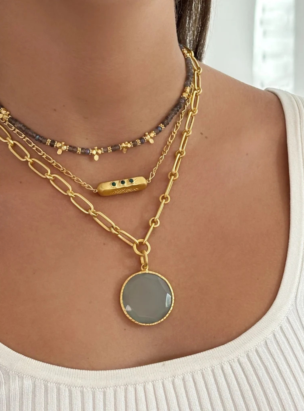 Saffron Necklace - Labradorite