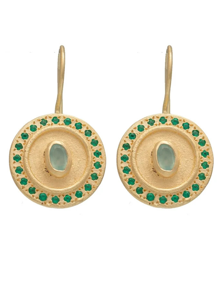 Mandala earrings with Aqua Chalce &amp; Green Zircon