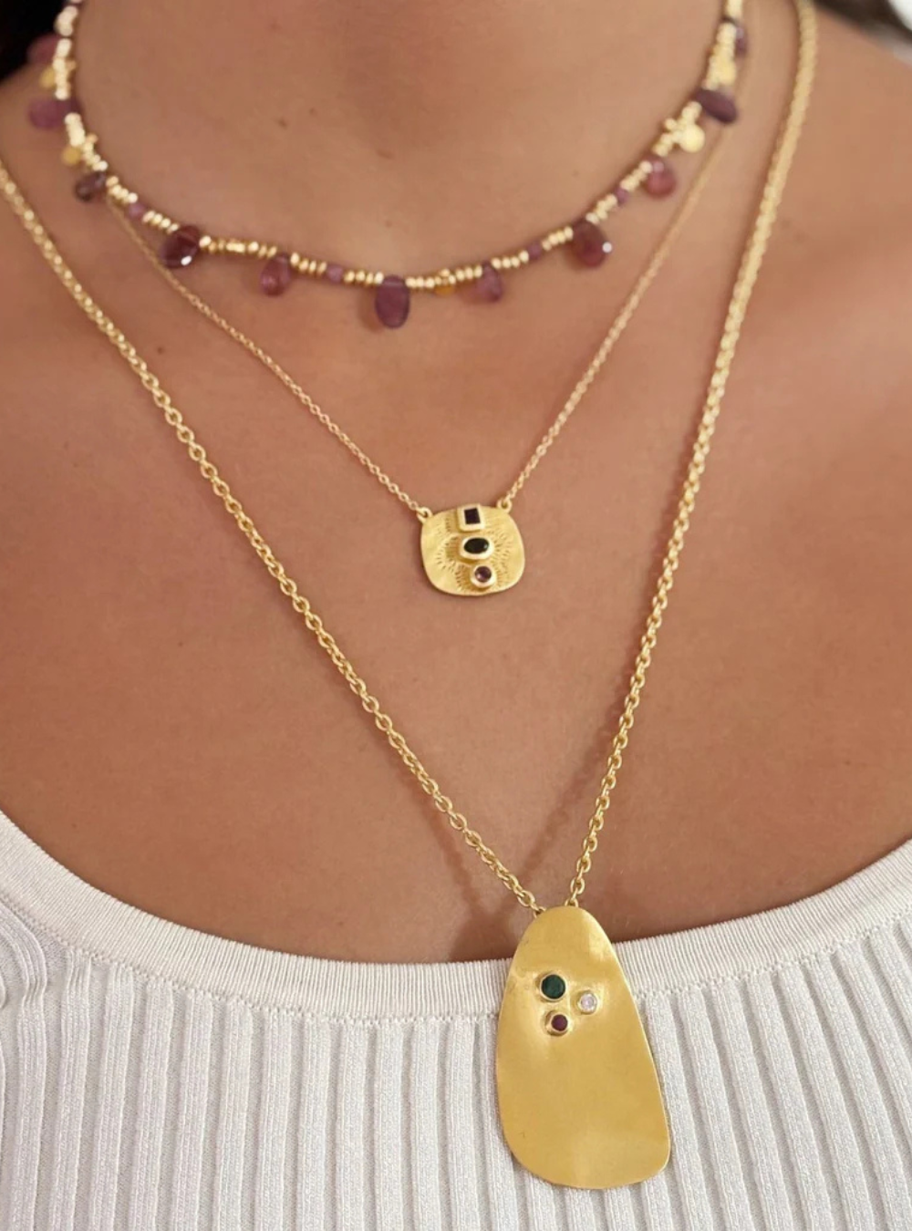 Mellah Necklace - Pink and Green Tourmaline