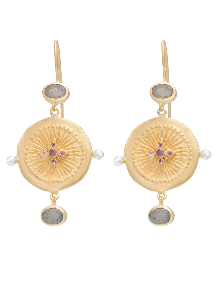 Haveli Earrings - Multi Tourmaline &amp; Labradorite