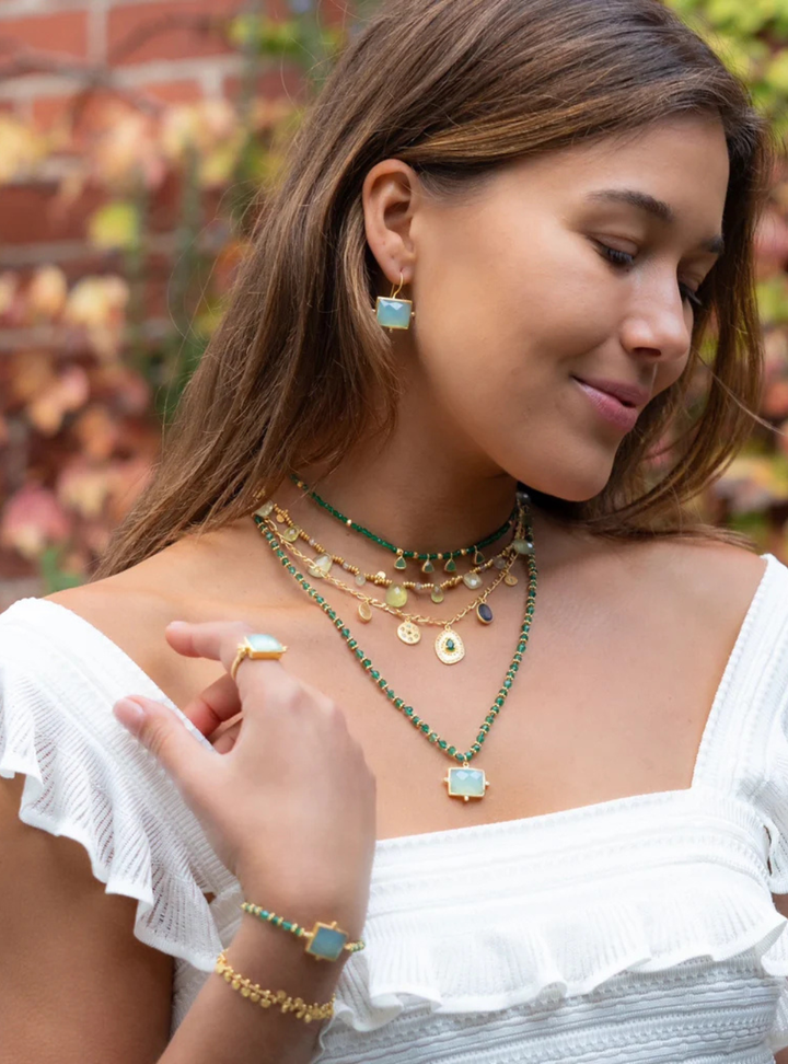 Kasbah Necklace - Aqua Chalcedony & Green Aventurine