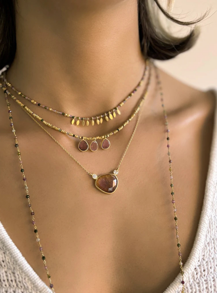 Multi Tourmaline & Pink Tourmaline Pendant Necklace