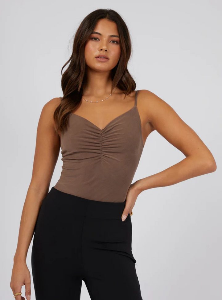 Luxe Ruched Bodysuit - Brown