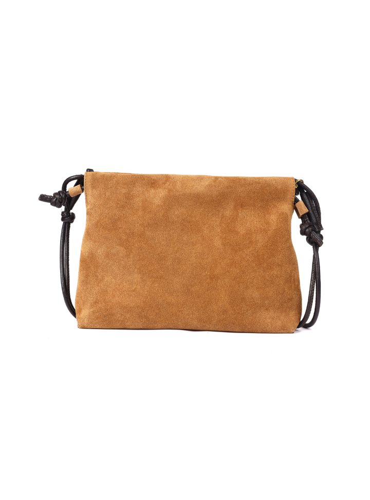 Gracie Suede Drawstring Bag - Dark Caramel