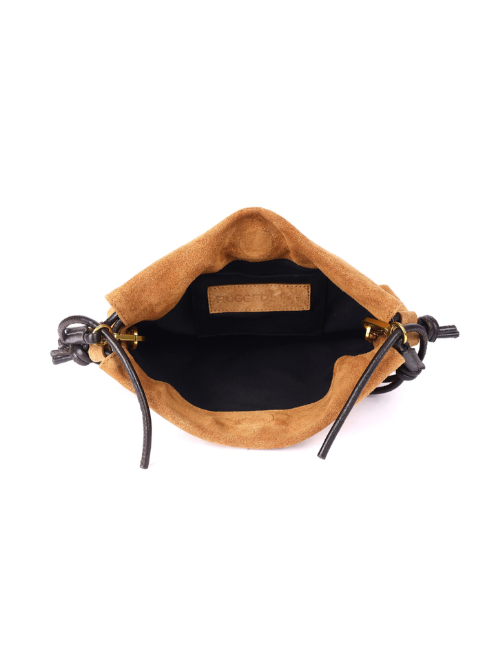 Gracie Suede Drawstring Bag - Dark Caramel