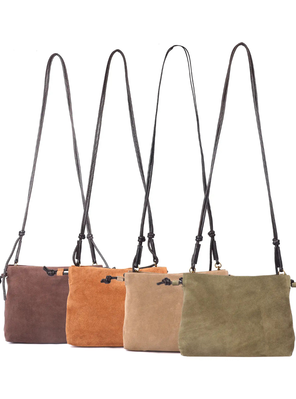 Gracie Suede Drawstring Bag - Taupe