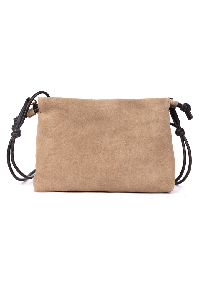Gracie Suede Drawstring Bag - Taupe