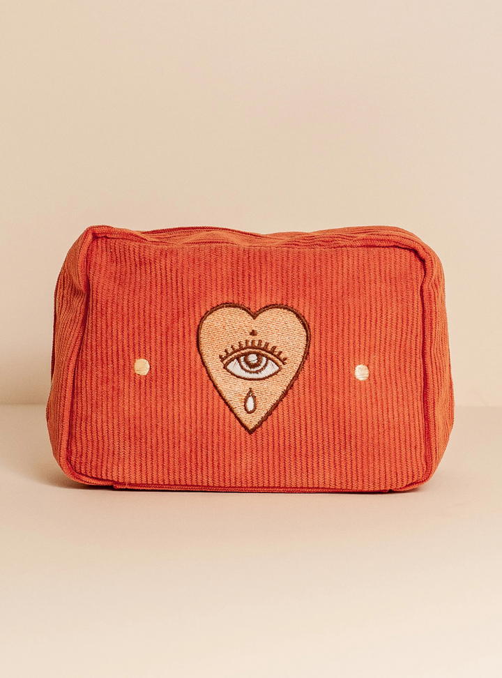 Corduroy Makeup Bag - Rust