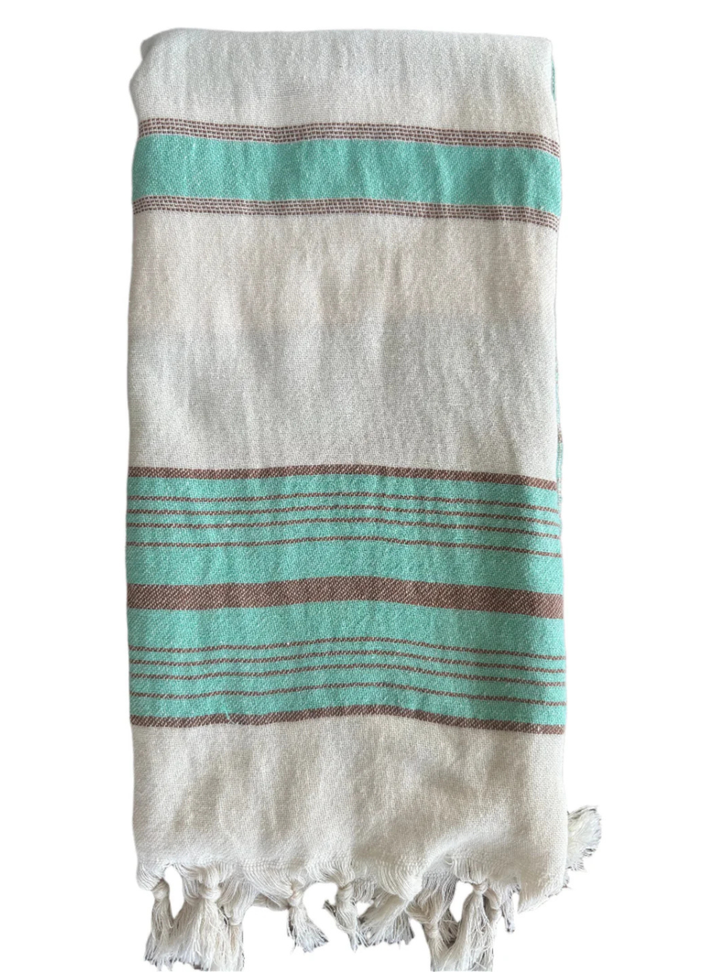 Stripe Turkish Towel - Aqua Stripe