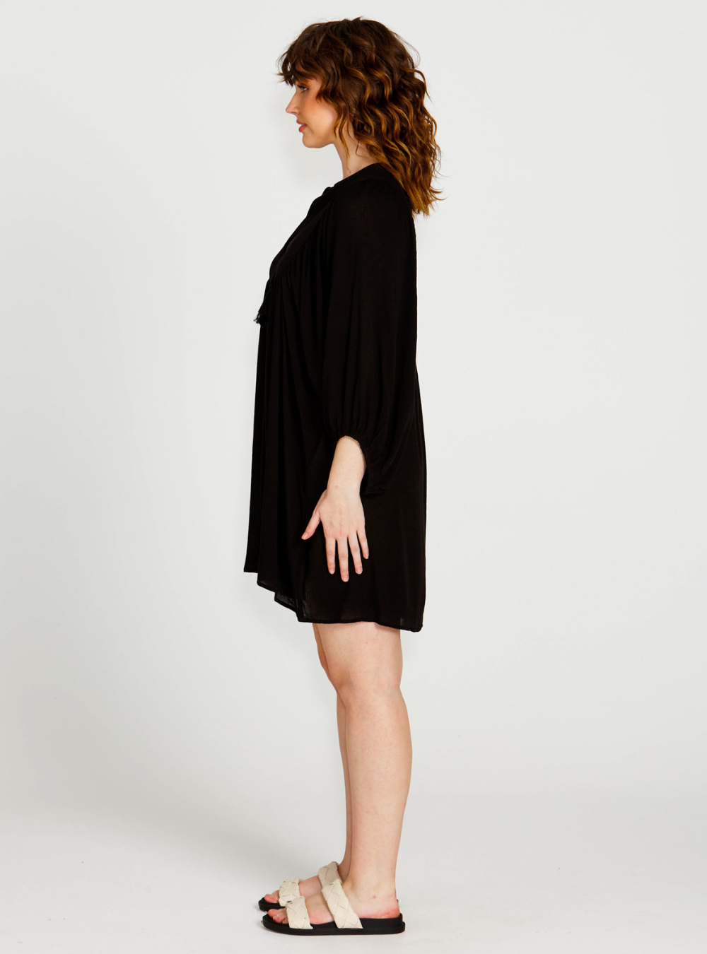 Rava Boho Mini Dress - Black