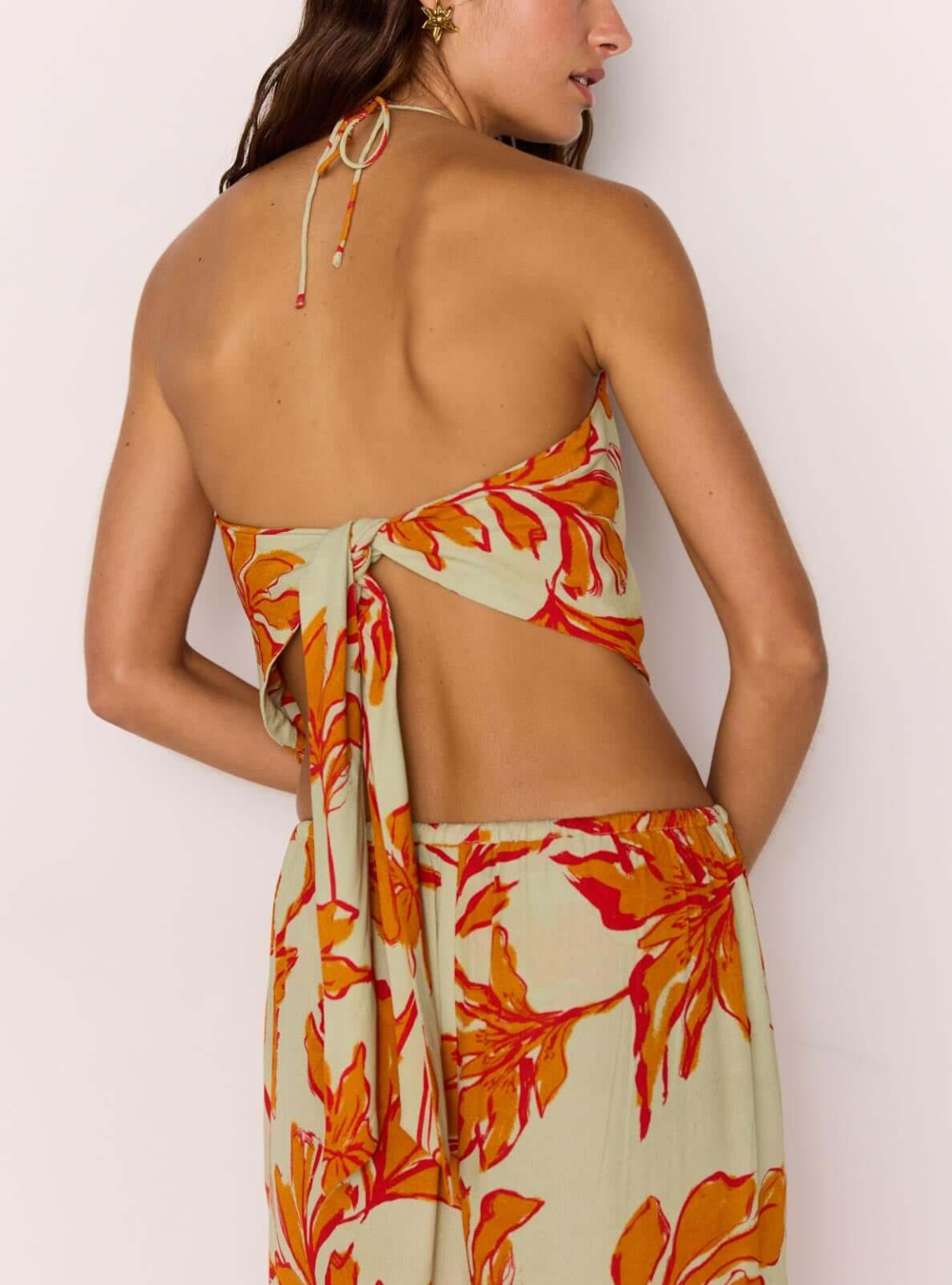 Estelle Cowl Neck Scarf Top - Mint Floral