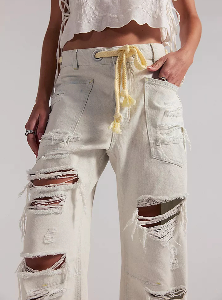 Moxie Pull-On Barrel Jeans - Sea Mist