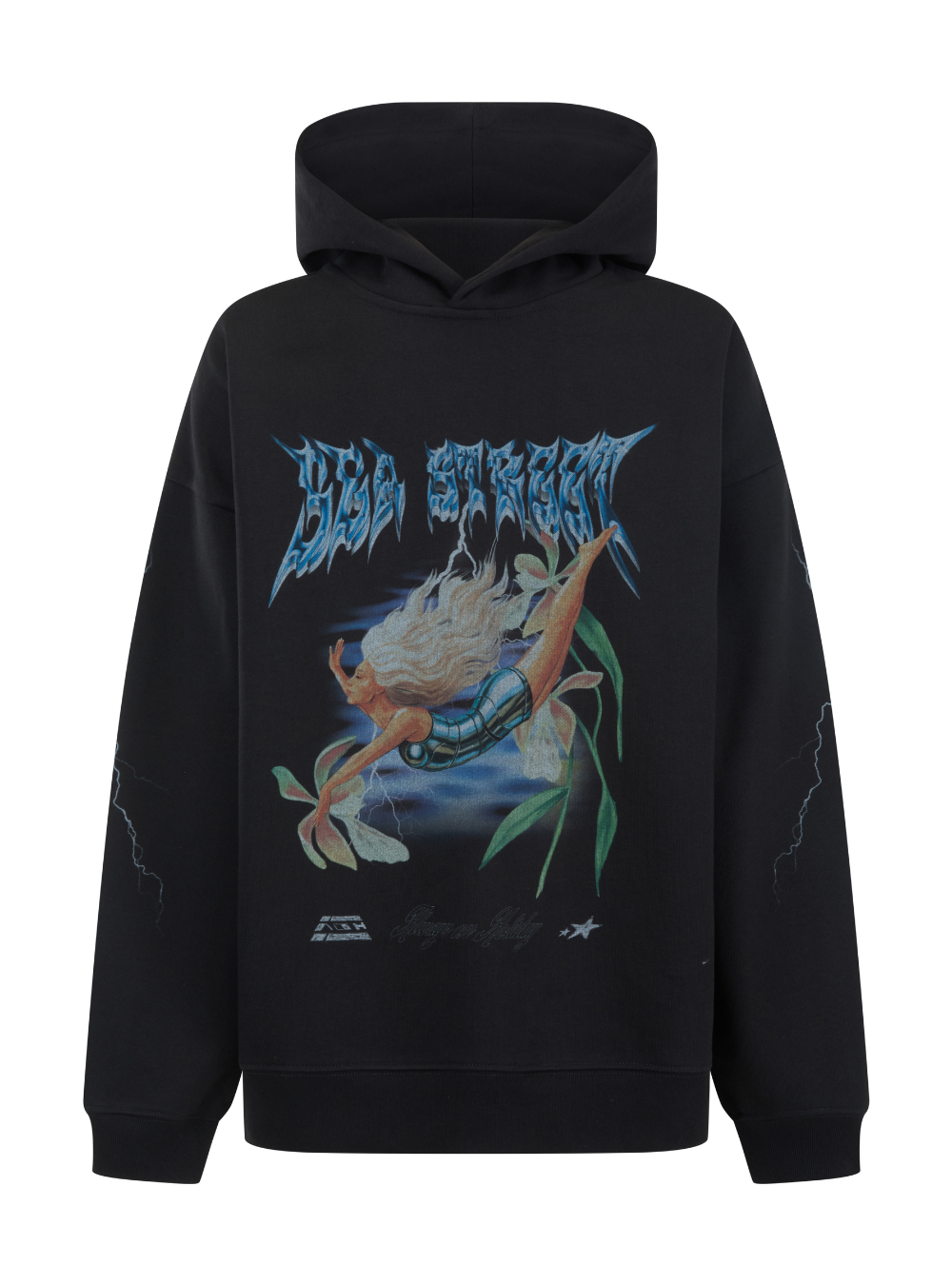 Metallic Diver Oversized Hoody - Washed Black