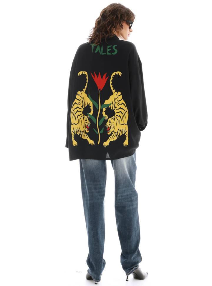 Crouching Tiger Long Sleeve Shirt - Black