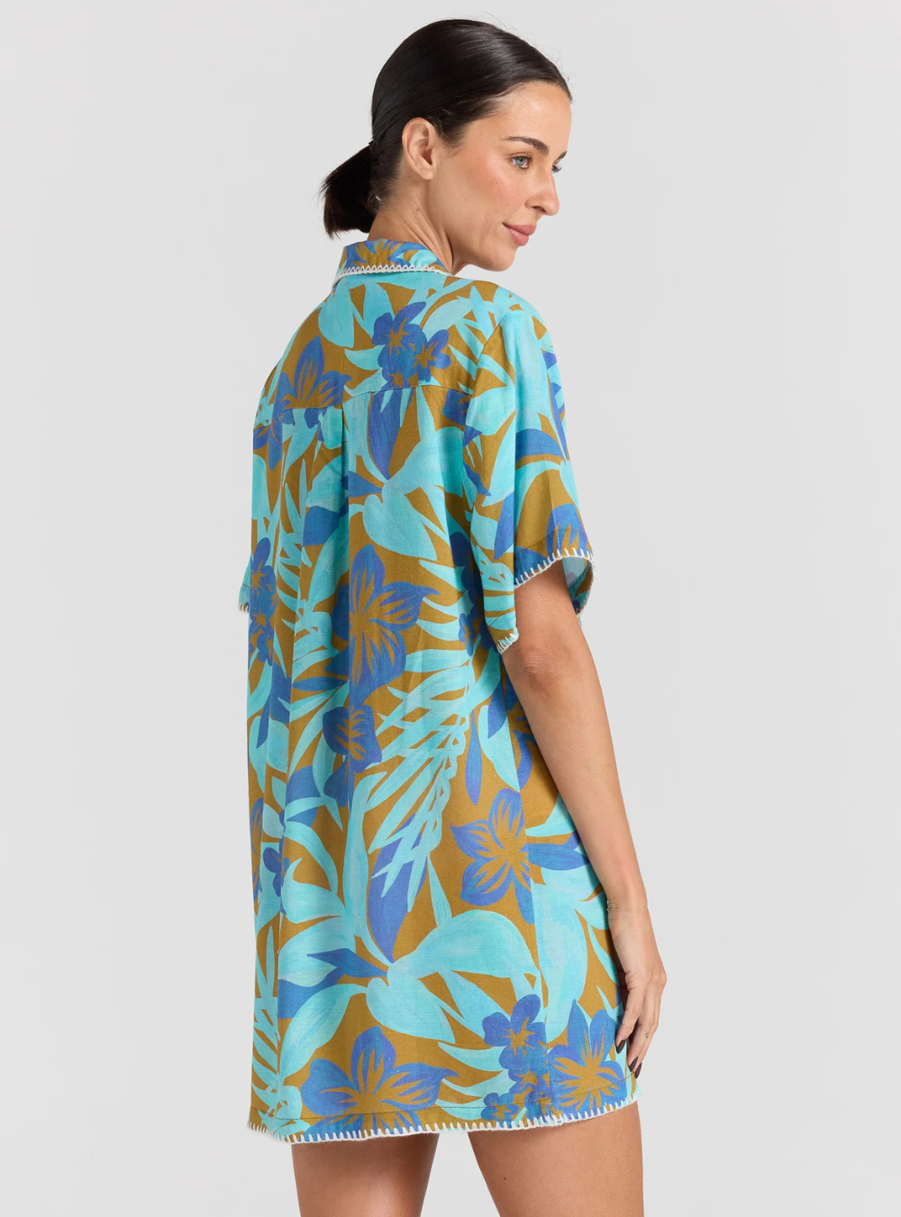 Kealani 100% Linen Shirt Dress - Caribou