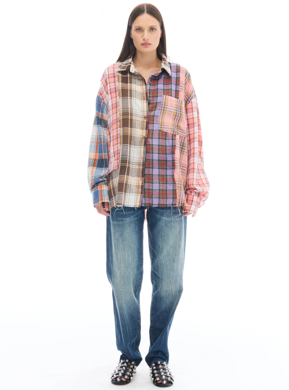 Patchwork Check Flannel Shirt - Multi