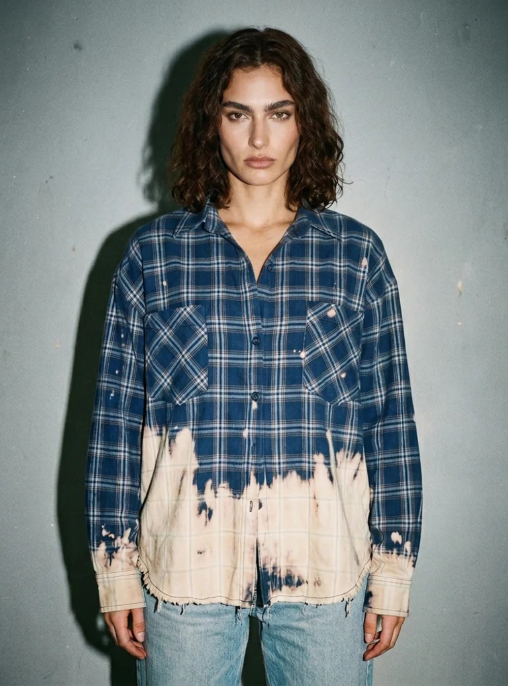 Bleached Checked Cord Shirt