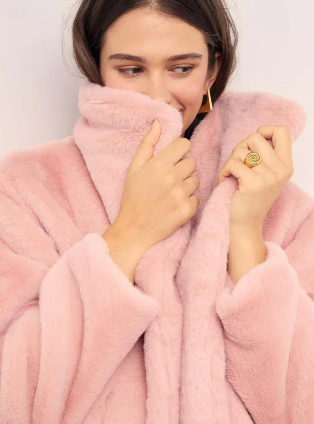Sigrid Dusty Pink Faux Fur Coat