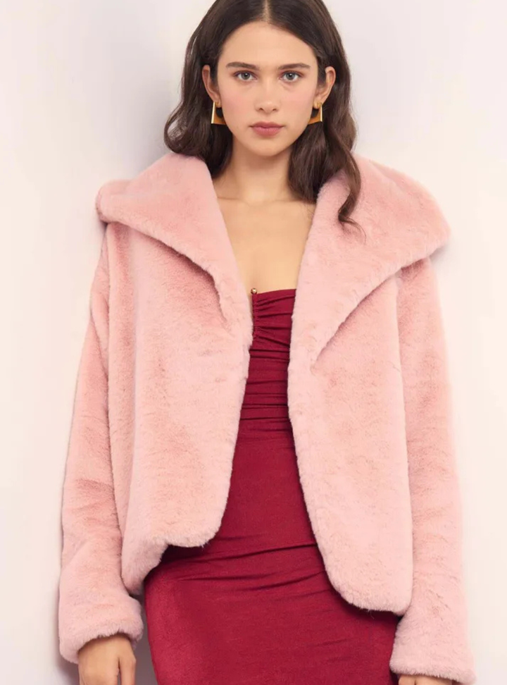 Sigrid Dusty Pink Faux Fur Coat