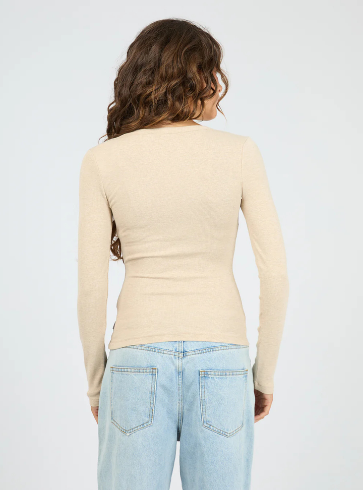 Sia Rib Long Sleeve Top - Oat