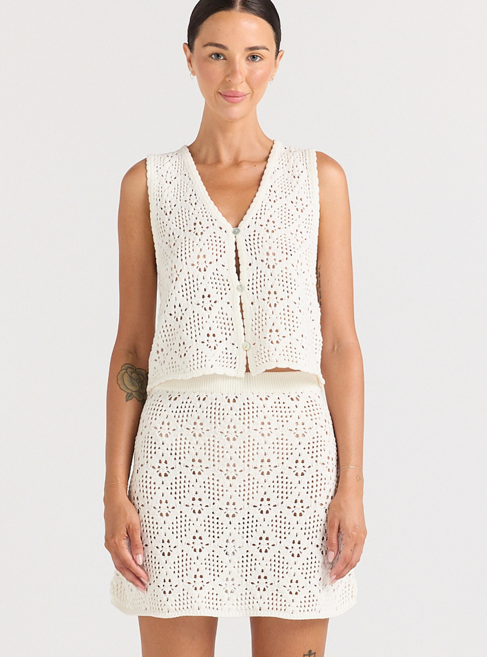 Messina Knit Mini Skirt - Vanilla