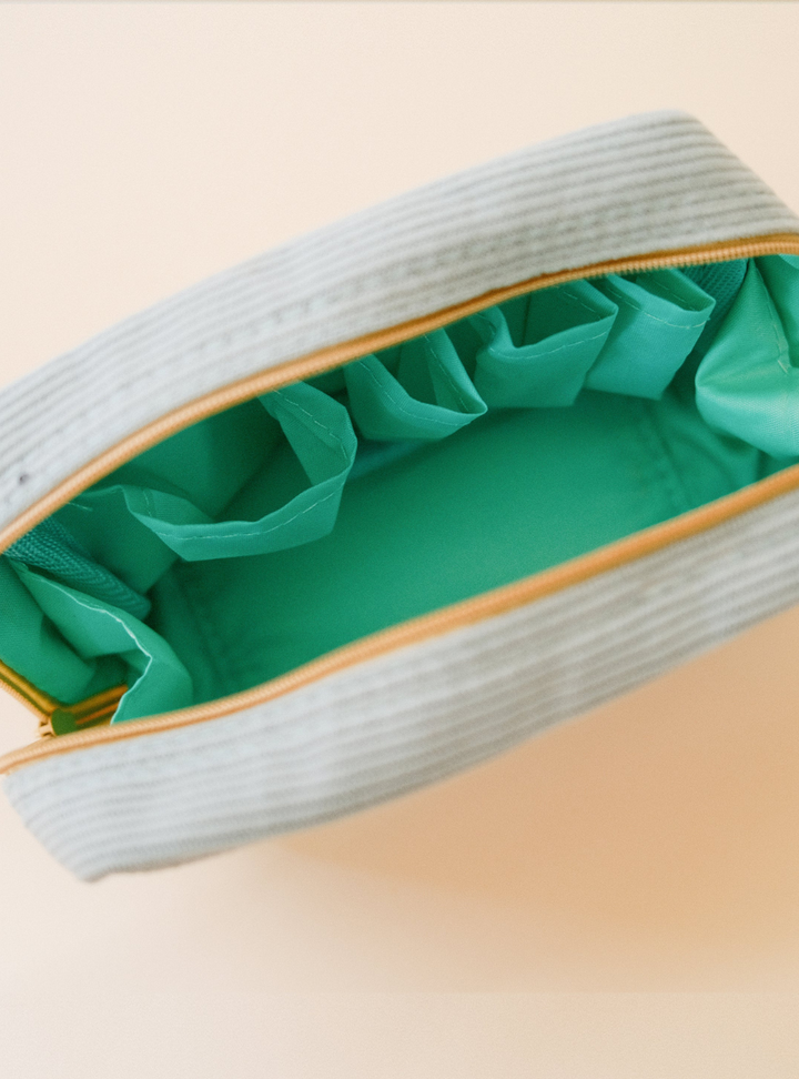 Corduroy Makeup Bag - Sky Blue