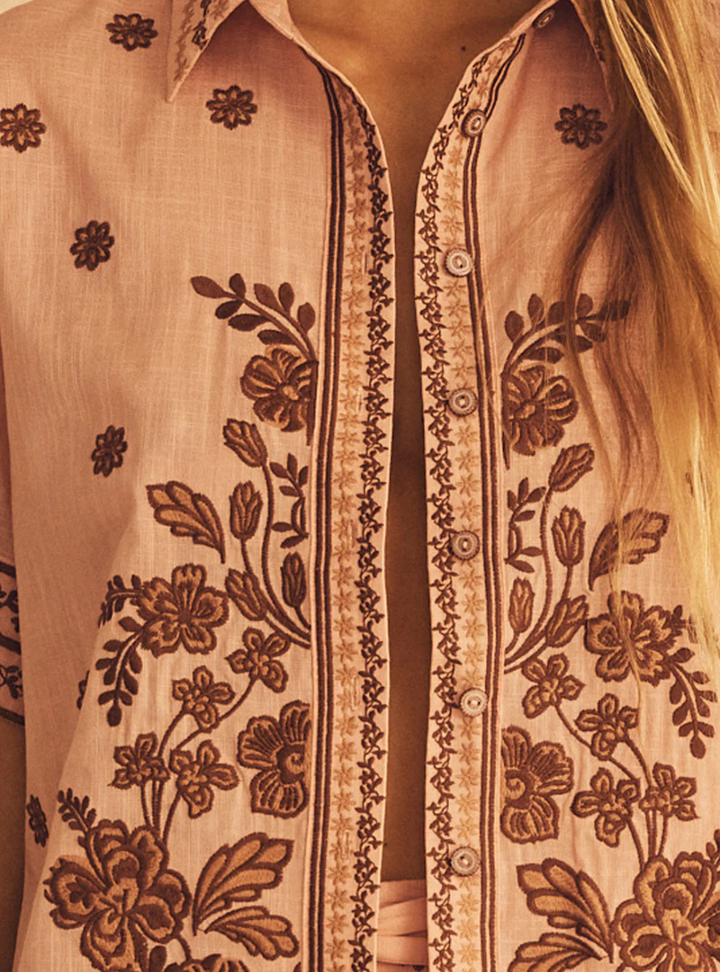 Infiorata Embroidered Short Sleeve Resort Shirt