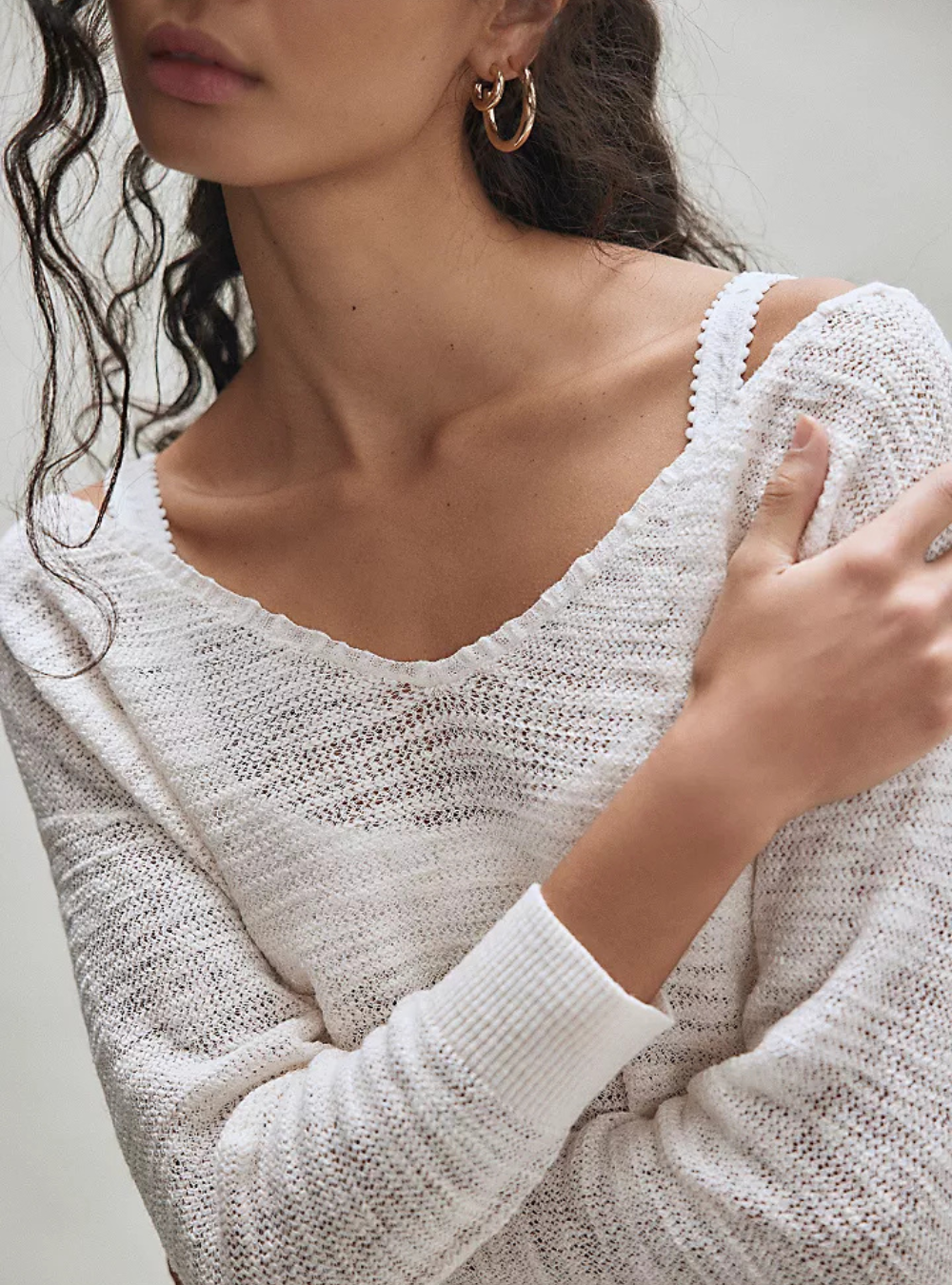 Soft Focus Fine Gauge Pullover - Ivory