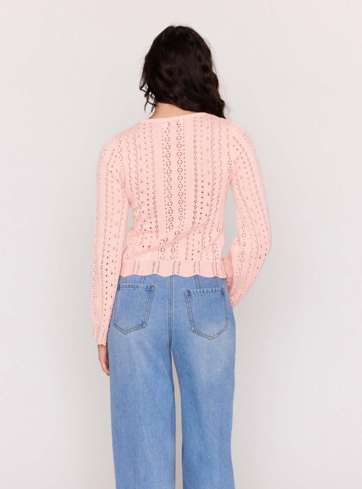 Sienna Pointelle Cardigan - Soft Pink