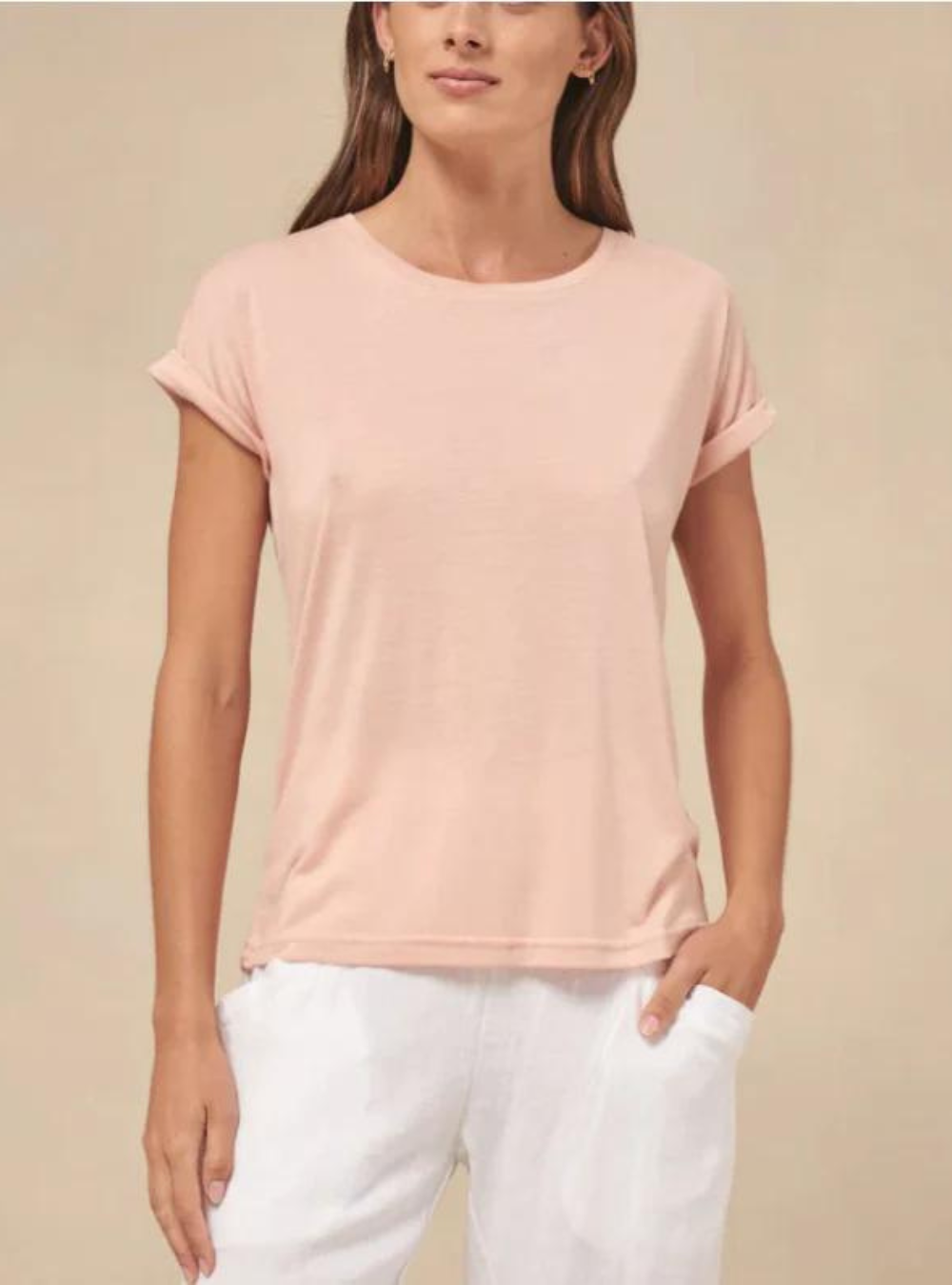 Roll Sleeve Tee - Soft Pink