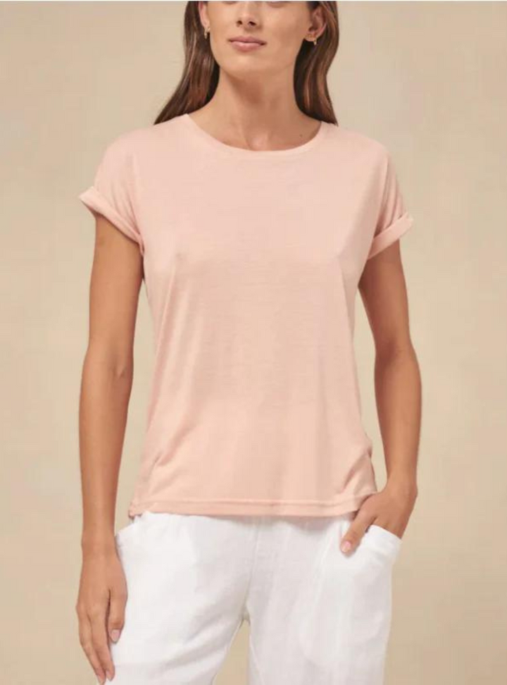 Roll Sleeve Tee - Soft Pink