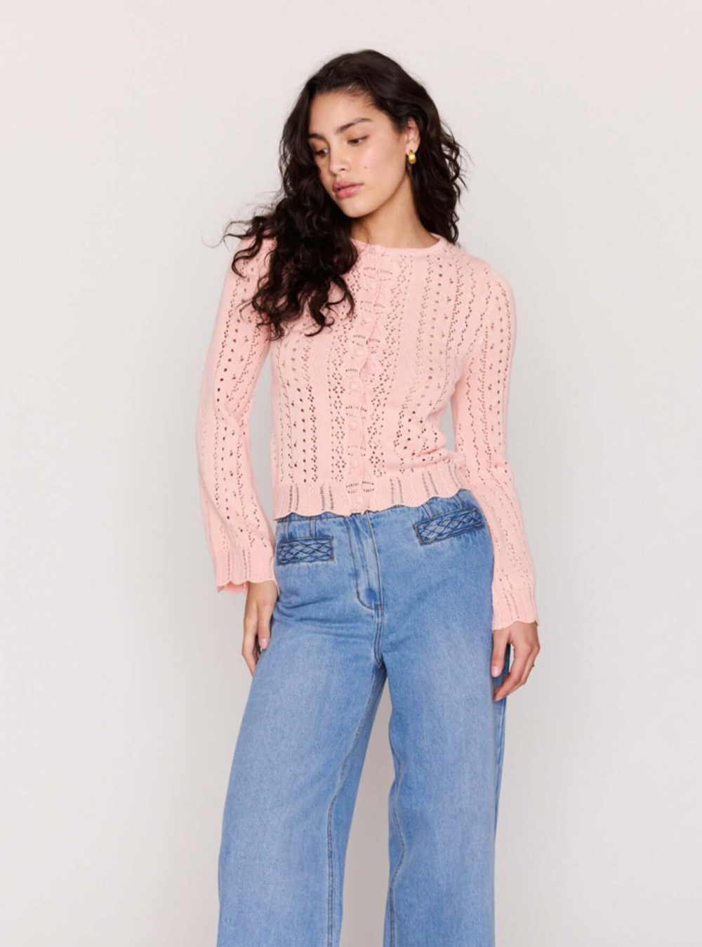 Sienna Pointelle Cardigan - Soft Pink