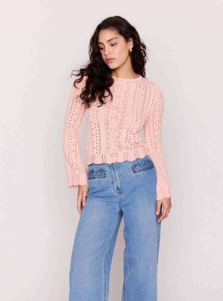 Sienna Pointelle Cardigan - Soft Pink