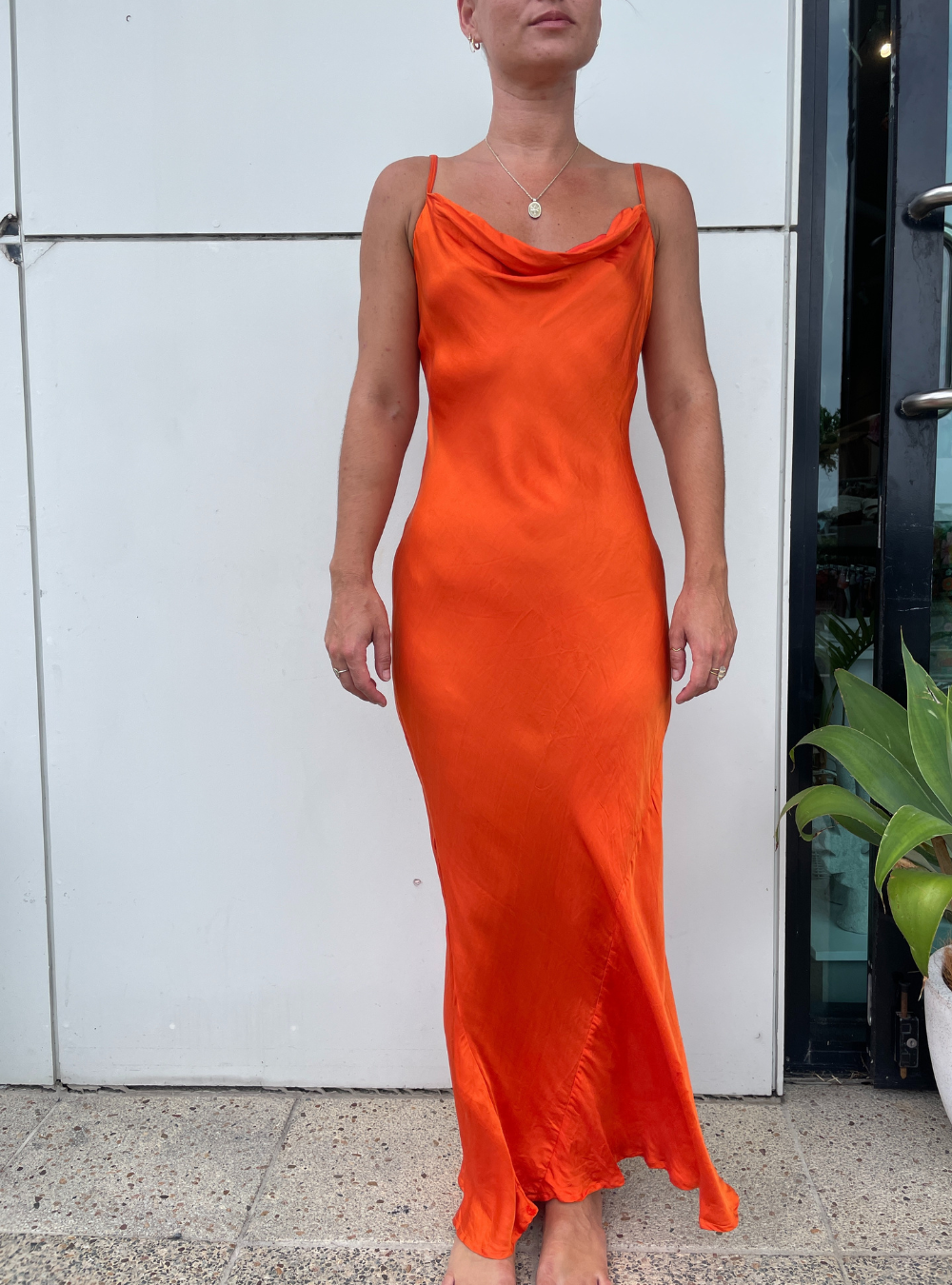 Sophia Cowl Neck Dress - Orange