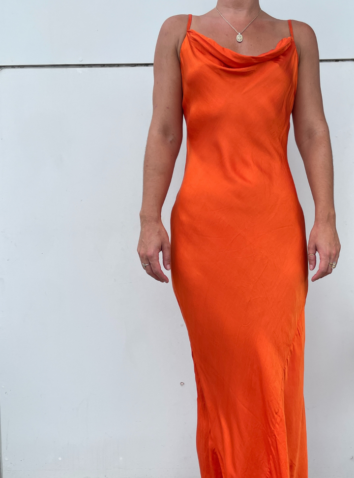 Sophia Cowl Neck Dress - Orange