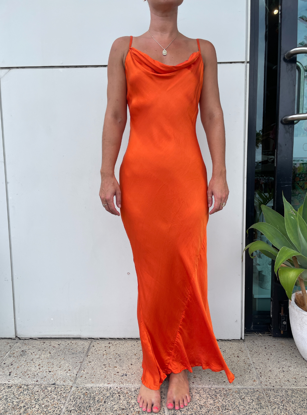 Sophia Cowl Neck Dress - Orange