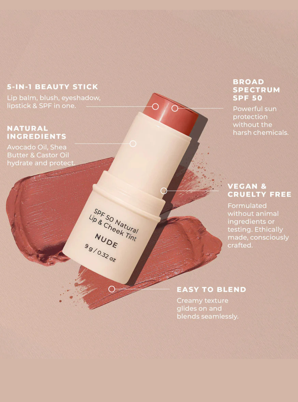 SPF 50 Natural Lip & Cheek Tint - Nude