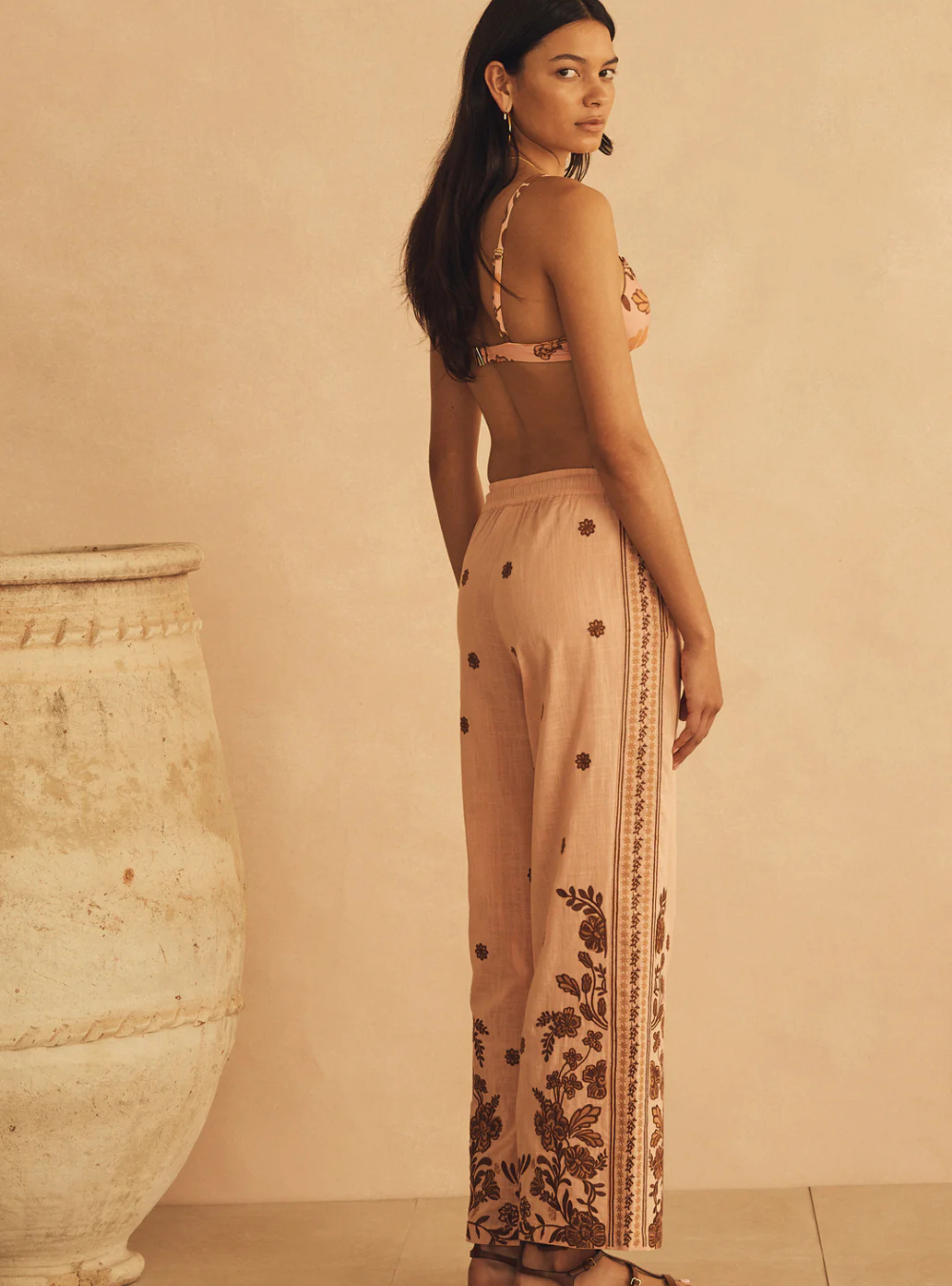 Infiorata Embroidered Straight Leg Pant