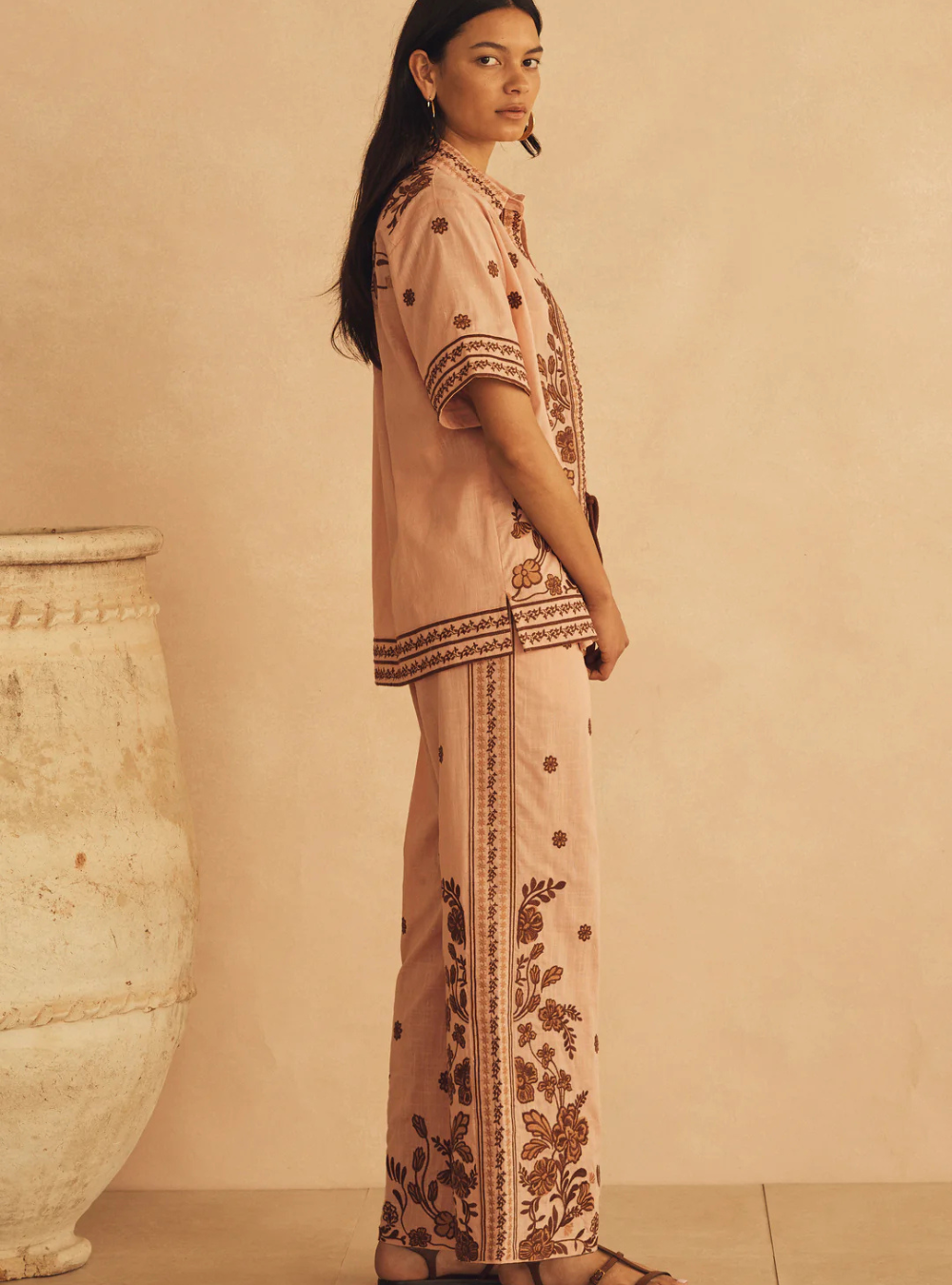Infiorata Embroidered Straight Leg Pant
