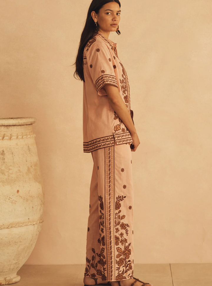 Infiorata Embroidered Straight Leg Pant
