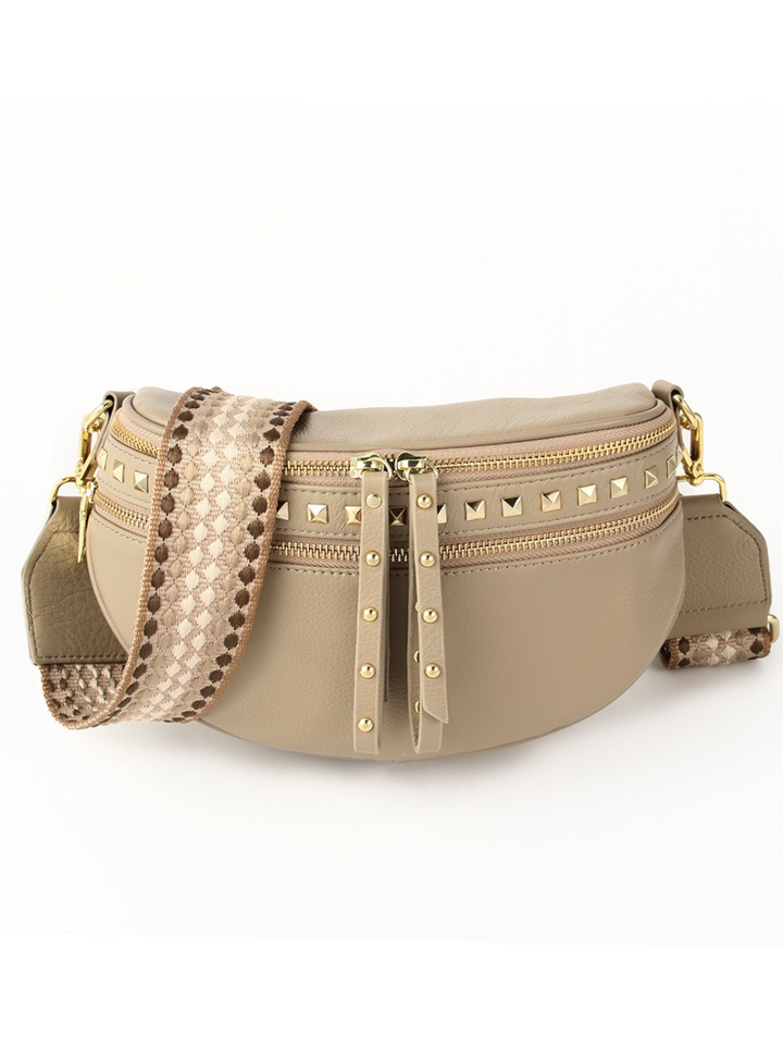 Stud Bag - Taupe/Gold