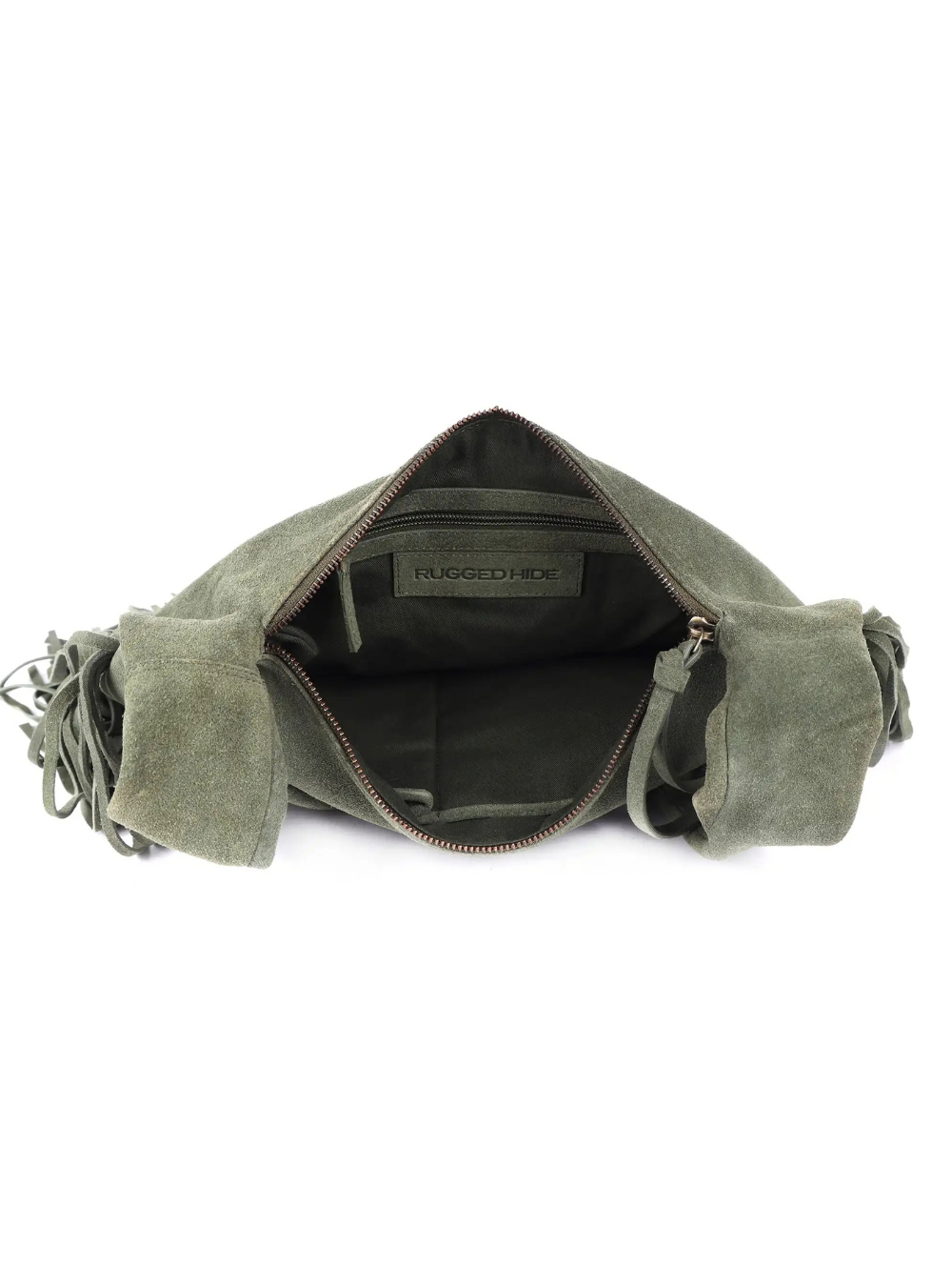 Alexis Suede Fringe Bag - Green
