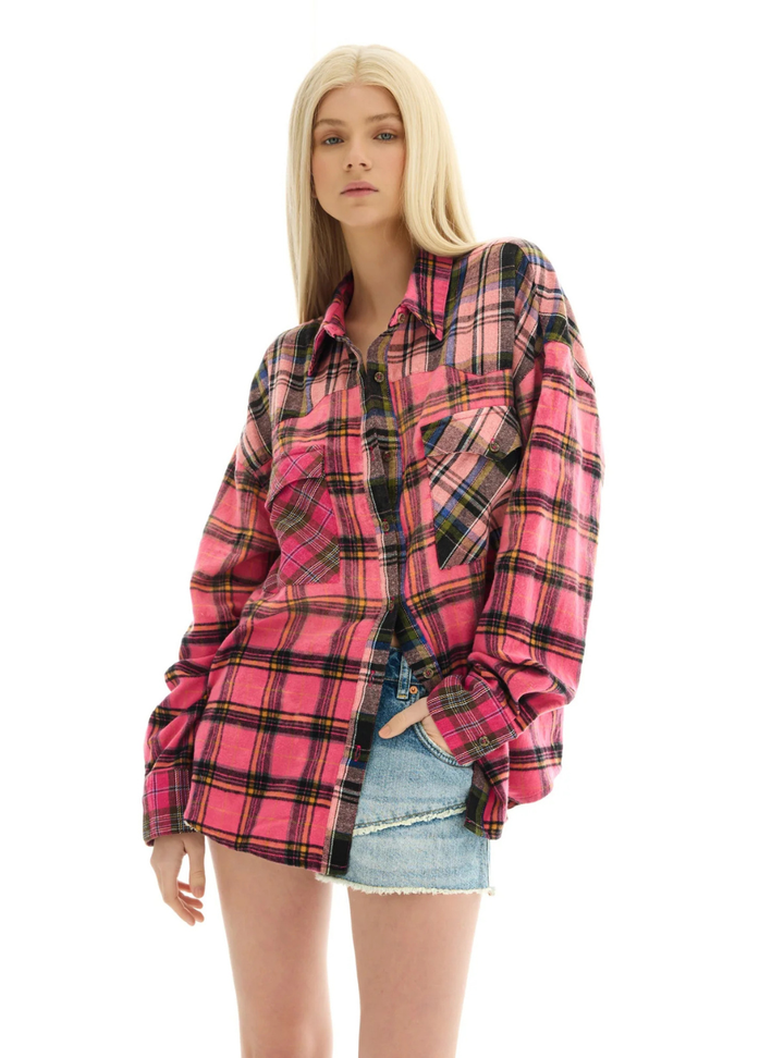 Summer Nights Western Flannel Shirt - Pink
