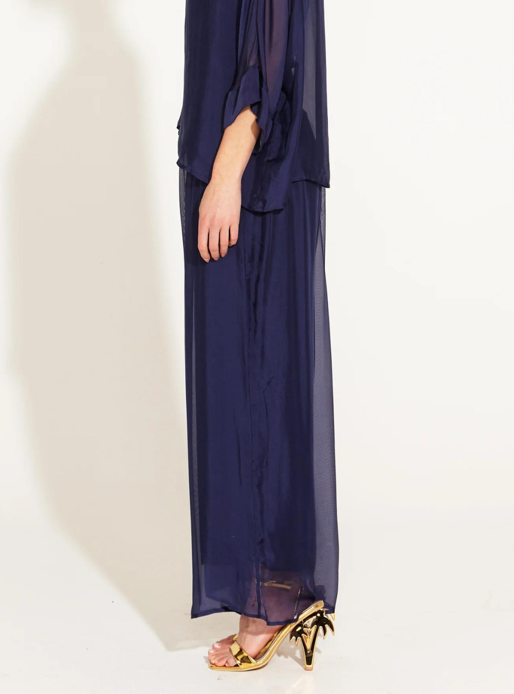 Sunlight And Shadow Silk Pant - Navy