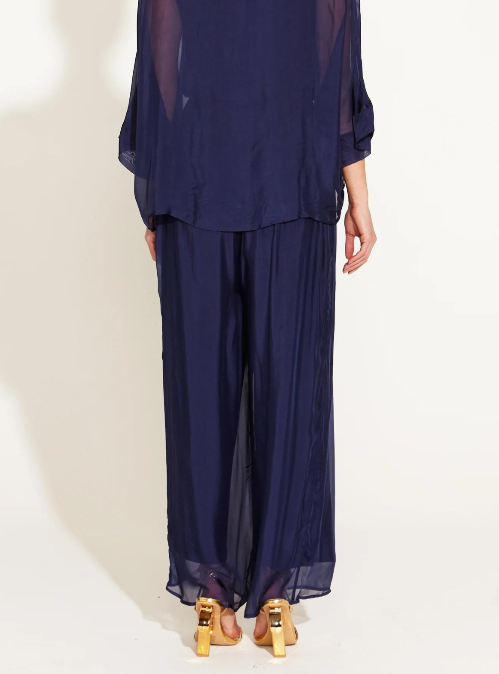 Sunlight And Shadow Silk Pant - Navy